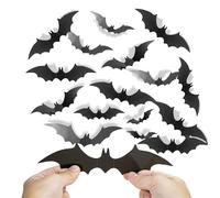 152 Pcs Black PVC Bats,Halloween Bat Decorations 3D Wall Stickers, 7 Sizes Halloween Scary Bats for Home Window, Wall,Party, Room Decor DIY Halloween Party Supplies