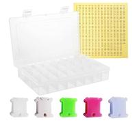 152 Pcs Embroidery Thread Organiser Set,Includes 1 Pc 24-Grid Box 150 Pcs Colored Plastic Floss Bobbins 1 Number Stickers for Craft DIY Sewing Jewelry Screw Storage(Size:152 pcs)