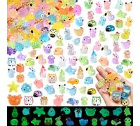 152 Pcs Tiny Mini Resin Animals Luminous Miniature 24 Lucky Animals 96 Styles Mixed Bulk Hide Small Figurines Glowing Little Plastic Figures Ducks Turtle Fairy Garden Dollhouse Decor