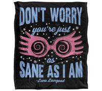 (152cm x 127cm, Black/Blue/Pink) Harry Potter Don't Worry You're Just As Sane As I Am Blanket