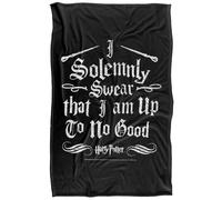 (152cm x 127cm, Black/White) Harry Potter I Solemnly Swear Silky Supersoft Blanket