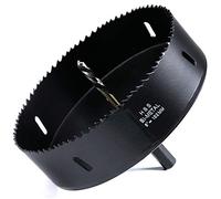 152mm Hole Saw, HSS Bi-Metal Hole Cutter with Pilot Bit for Plate Steel, Sheet Iron, Ceiling Board, Wood and Plasterboard, Black