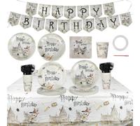 152PCS Magical Wizard Birthday Party Supplies Serves 30,Magical Wizard Party Paper Plates and Napkins Kit for Boys And Girls Happy Birthday Baby Shower Party Decorations