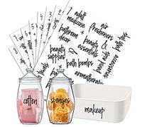 153 Bathroom Organization Labels, Prefdo Waterproof Black Script Preprinted on Clear Stickers for Storage Bins Bathroom Containers Hand Soap Labels Bottles Makeup Organizer (Black)