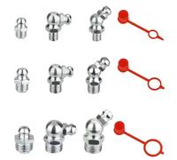 153 Pcs Hydraulic Grease Nipple Fitting and Plastic Grease Fitting Cap, Grease Nipples Assorted M6 M8 M10 Straight, 90 Degree, 45 Degree Angled Grease Zerks for Machinery Agricultural Automotive