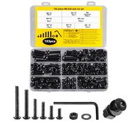 153 Pcs M8 Screws Set,M8 Button Head Bolts Set, Nuts and Bolts Assortment Kit, Black Hex Socket Button Head Screws,with Hex Wrench