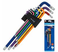 Blue Spot Tools Tamper Torx Key Set 9 Pce Extra Long Colour Coded (T10-T50)