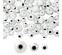 153Pcs 3 Style Evil Eye Glass Round Beads Evil Eye Lampwork Spacer Beads for DIY Jewelry Bracelet Earring Necklace Crafts Making, White, 6~10mm, Hole: 1mm