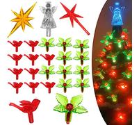 153Pcs Ceramic Christmas Tree Replacement Hollylights-50 Green Leaves Lites Bulbs＆50 Plastic Berrys Tree Pegs＆50 Red Cardinal Birds Knob Ornaments Accessories for Glazed Tabletop Porcelain Trees,Etc.