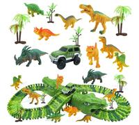 153Pcs Dinosaur Railway Car Track Racing Toys Set Bend Flexible Race Flash Light Educational for Kids Gift