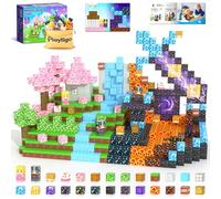 154 Magnetic Building Blocks - Building Blocks, Magnetic World, Stackable Cube Toy with Magnetic Board, Magnetic Tiles, Building Blocks, STEM, Sensory Toy for Children from 3 Years