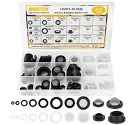 155 PCS Hose Washers Set, 20 Sizes Rubber Gaskets Kit with Screen Filter | Garden Silicone Hose Gaskets Assorted Kit for Sealing Repair & Most Standard Hose/Faucet/Shower Head Connection