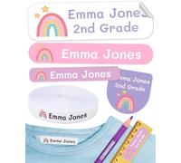 155 pcs Personalized Name Labels for Kids School. 100 Iron on Name Labels for Clothes and 55 Personalized Name Stickers. Labels to Mark Clothes and School Supplies. (Color 15)