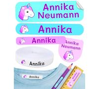 155 pcs Personalized Name Labels for Kids School. 100 Iron on Name Labels for Clothes and 55 Personalized Name Stickers. Labels to Mark Clothes and School Supplies. (Fantasy)