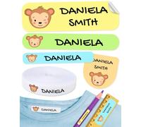 155 pcs Personalized Name Labels for Kids School. 100 Iron on Name Labels for Clothes and 55 Personalized Name Stickers. Labels to Mark Clothes and School Supplies. (Animals)