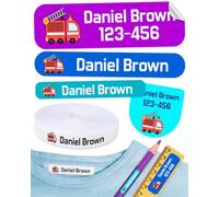 155 pcs Personalized Name Labels for Kids School. 100 Iron on Name Labels for Clothes and 55 Personalized Name Stickers. Labels to Mark Clothes and School Supplies. (Galaxy)