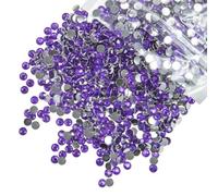 1550PCS 5mm Dark Purple Crystal Resin Rhinestones for Crafting Deep Purple Flatback Stones Bulk SS20 Non-Hotfix Diamonds Crystals Gems Charms Supplies for Tumblers Bottle Cup DIY Crafts Decor