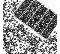1550PCS Bicone Crystal Glass Beads Set for Jewelry Making, 3mm 4mm 6mm 8mm Sparkling Faceted Beads Sorted by Size for Bracelets, Necklaces, Suncatchers & DIY Crafts(Black)