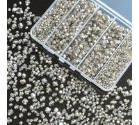 1550PCS Bicone Crystal Glass Beads Set for Jewelry Making, 3mm 4mm 6mm 8mm Sparkling Faceted Beads Sorted by Size for Bracelets, Necklaces, Suncatchers & DIY Crafts(Grey)
