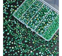 1550PCS Bicone Crystal Glass Beads Set for Jewelry Making, 3mm 4mm 6mm 8mm Sparkling Faceted Beads Sorted by Size for Bracelets, Necklaces, Suncatchers & DIY Crafts(Malachite Green)