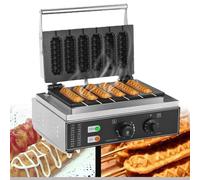 1550W French Hot Dog Waffle Maker, 6 PCS Hotdog Cheese Stick Press Iron, 1-5 Minutes Timer, 50-300℃ Temperature Control, for Cafes, Roadside Vendors, Cafeterias and Home Kitchens