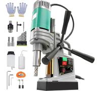 1550W Reversible Magnetic Drill Press, 1.6" Boring Diameter, 0-750RPM Variable Speed,13000N Mag Force Electric Mag Drill with 2 Coring Bits and 8 Twist Drills for Industrial Drilling