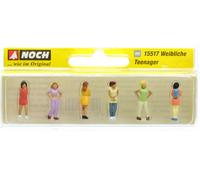 Noch H0 Figures Female Teenagers, Plastic Model Figures, H0 Scale for Realistic City Scenes and Dioramas