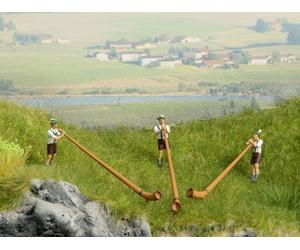 15579 Noch HO Characters 3 Alpine Horn Players Scale 1:87