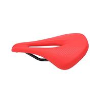 155mm Wide Carbon Fiber Leather Saddle, Hollow Road Bike Saddle with Dual Spring Suspension, 3K Carbon Fiber Frame and Ventilated Center for Mountain and Road (Red)