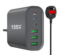 155W USB C Fast Charger Block, Upgraded GaN III 6-Port Charging Station Hub, PD 65W Laptop Charger Power Adapter Compatible with iPhone 15/14/13/12 MacBook Pro/Air Steam Deck Dell XPS Galaxy