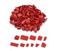 156-Piece MOC Roof Tile Building Blocks Parts Pack, 11-Shape Roofing Expansion Kit with Slopes, Ridges & Corners for Houses, Castles, Architectural Models, Custom Brick Builds and Projects, Red
