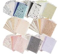 156 Sheets Scrapbook Paper and Mesh Fabric Assorted Set - 6 Pack Mixed Special Textured Paper for Scrapbooking Kit Junk Journal Supplies Planner Mixed Media Collage Card Making Materials 3.9x5.5 Inch