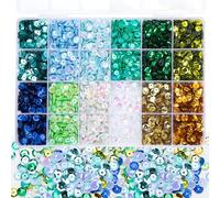 15600 Pcs 6MM Bulk Loose Sequin, 12 Colors Round Embroidery Sequins Cup Craft Sequins with Holes for DIY Sewing Making (Blue)
