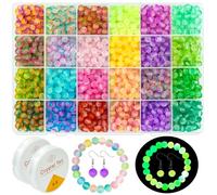 1560pcs 6mm Glow in The Dark Beads for Bracelets, 24 Color Glow in The Dark Glass Beads for Jewelry Making Round Loose Spacer Rainbow Beads for DIY Craft Friendship Necklace Earring (6MM Glowing)