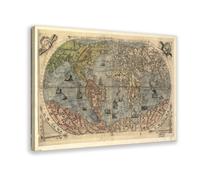 1565 Known World Map And Of The Americas By Gastaldi Bertelli - Vintage Old World Wall Map Canvas Posters Wall Art Bedroom Office Room Decor Gift Fram
