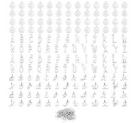 156pcs Alphabet Charms - 3 Fonts A-Z Silver Capital Letter Pendants, Spacer Charms, Initial Pendant for Necklaces Bracelets Jewelry DIY Craft Making