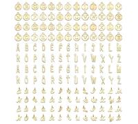 156pcs Bulk Alphabet Charms Initial Pendant Decoration Set for DIY Craft Supplies, Jewelry Making, Earring, Necklaces, Bracelets and Keychains Gifts (Gold)