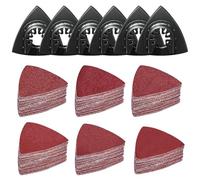 156Pcs Multi Tool Sanding Pad Kit, 6Pcs Triangle Sanding Pads, 150Pcs multitool sanding pad, 40/60/80/120/180/240 Grits Hook & Loop Multitool Sandpaper for Wood/Plaster etc Surfaces Polish Sanding