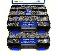 1575Pcs Nuts and Bolts Assortment Kit M3 M4 M5 M6 Stainless Steel Screws | with Nuts Washers - Pan Head & Flat Head Bolts Set Organizer Box
