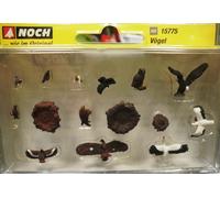 15775 Noch HO pack 12 various birds with 3 nests scale 1:87