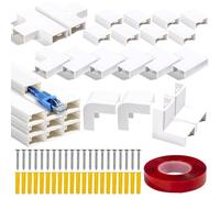 157in Cable Trunking & Cord Cover Raceway Kit - Wall Mounted TV Cable Concealer for 1-2 Cords, Wire Hider, White (10 x L15.7”)