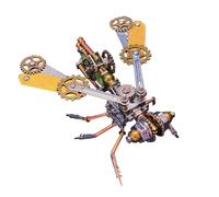 157PCS 3D DIY Metal Steampunk Insect Mechanical Bee B Assembled Model, High Precision Metal Parts, Golden Wings & Metallic Fuselage, Creative Desktop Ornament, Handmade Decoration for Home Office