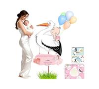 158 cm Large Birth Display with Rattling Stork for Outdoors, Cute Birth Set with Rattling Stork, Welcome Decoration for Home, Double-Sided Print (Pink)