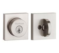 158 Milan Square Deadbolt, Keyed One Side, Featuring SmartKey Security in Satin Nickel