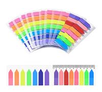 1580 Pcs Colorful Sticky Notes Set, Translucent Index Tabs Self Adhesive, Book Annotation Page Markers Sticky Notes Strips for School Office Stationery Labels - 11 Packs