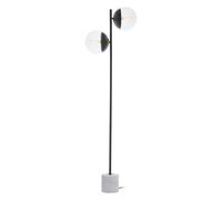 158cm Dual Globe Black Metal Floor Lamp with Marble Base black