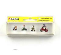 NOCH H0 Figures Models "Children on Children's Bikes", Moving Figures Made of Plastic, H0 Scale for Realistic Miniature Scenes