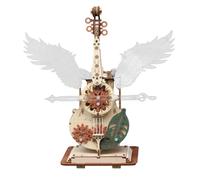 159PCS 3D Wooden Mechanical Cello Music Box Model Kit, Creative Desktop Ornament Gift(Colorful Angel Cello)