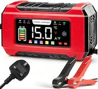 15A Car Battery Charger, 12V/24V Smart Battery Maintainer Trickle Charger | 9-Stage Pulse Repair Battery Charger for Cars, Motorcycles, Lawn Mowers & Boats LiFePO4 & Lead-Acid (AGM/Gel/SLA)