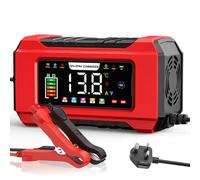 15A Car Battery Charger, 12V/24V Smart Fully Automatic Battery Charger//Maintainer with Temperature Compensation for Car, Motorcycle, SUV, Lithium Batteries & AGM (red)